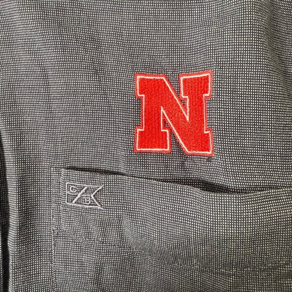 Nebraska Cutter Buck Long Sleeve Shirt Size XL Black & White Check N Logo - Picture 6 of 6